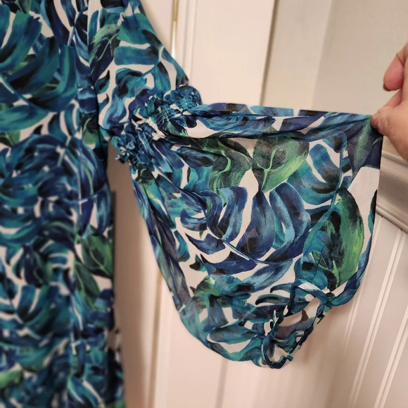 -Chloe oliver blue floral dress balloon sleeves brunch mature sz xl - Picture 7 of 7